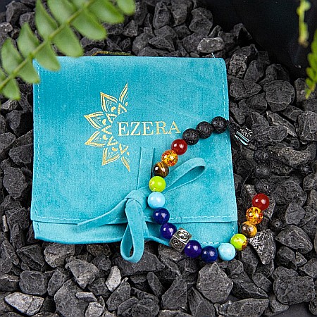 Bratara snur difuzor aromaterapie “Tamar” 7 Chakre cu Pietre de Lava (Vulcanice) si Simboluri Copacul Vietii si OM [1]