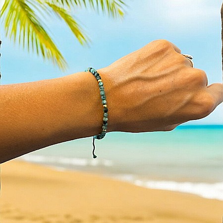 Bratara snur femei Elvira din pietre naturale de Labradorit cu argint placat cu aur 925 [1]