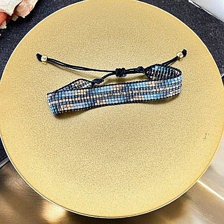 Bratara snur miyuki pentru femei, Jouri in nuante metalice de gri si auriu [2]