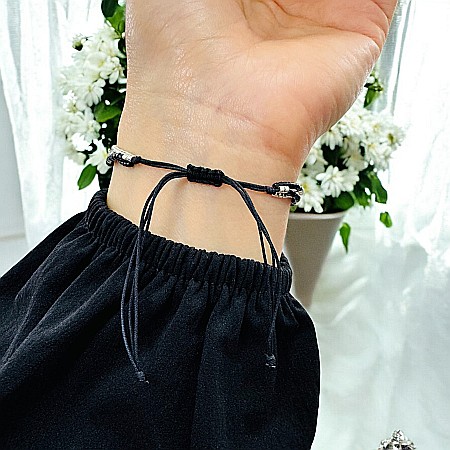 Bratara snur negru-argintiu Elysia 3 straturi Miyuki si Obsidian cu argint 925 [2]