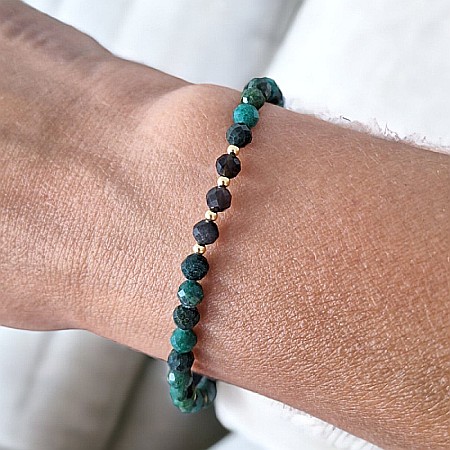 Bratara pentru femei Rana din Smarald African, Obsidian si Jad Verde cu Argint placat cu Aur [1]