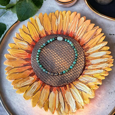 Bratara pentru femei Rana din Smarald African, Obsidian si Jad Verde cu Argint placat cu Aur [8]