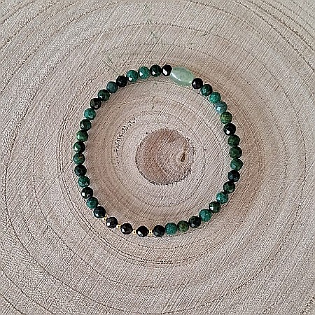 Bratara pentru femei Rana din Smarald African, Obsidian si Jad Verde cu Argint placat cu Aur [2]