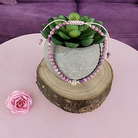 Bratara snur roz Ema cu pietre naturale Mica Stone si argint 925 [3]