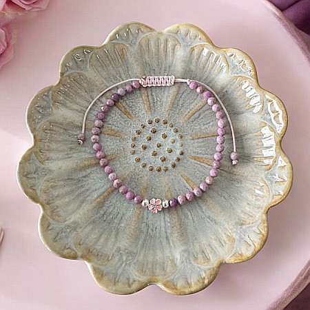 Bratara snur roz Ema cu pietre naturale Mica Stone si argint 925 [2]