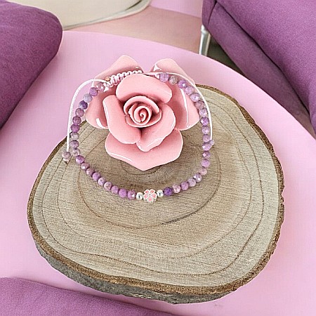 Bratara snur roz Ema cu pietre naturale Mica Stone si argint 925 [1]