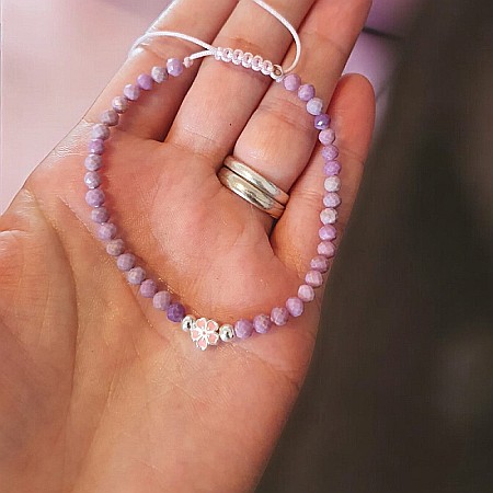 Bratara snur roz Ema cu pietre naturale Mica Stone si argint 925 [5]