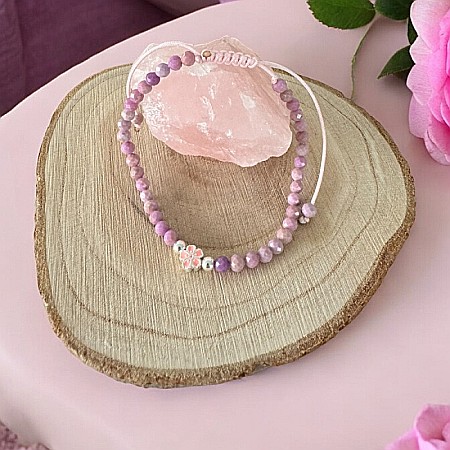 Bratara snur roz Ema cu pietre naturale Mica Stone si argint 925 [4]