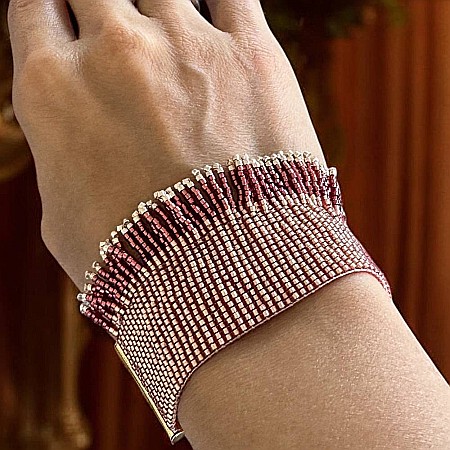 Bratara solara Auriya din margelute Miyuki si franjuri portocalii realizata manual [7]