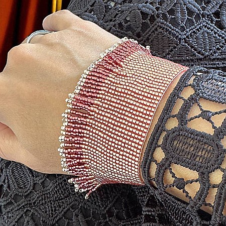 Bratara solara Auriya din margelute Miyuki si franjuri portocalii realizata manual [2]