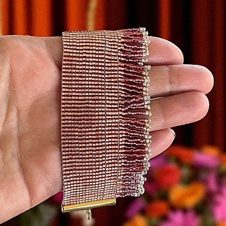 Bratara solara Auriya din margelute Miyuki si franjuri portocalii realizata manual [1]