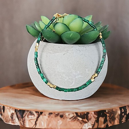 Verde - Bratara Tashi din cristale naturale de Malachit