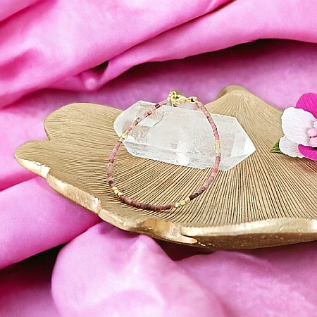 Bratara Tashi din cristale naturale de Strawberry quartz (cuart culoarea capsunii) [3]