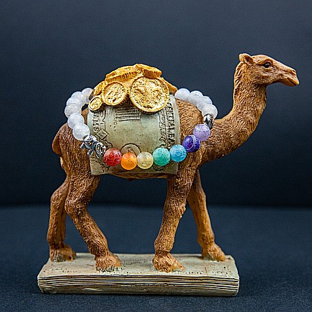 Bratara “WHITE” din Margele Weathered Agate si 7 Chakre cu Accesoriu Elefant, 8mm [5]