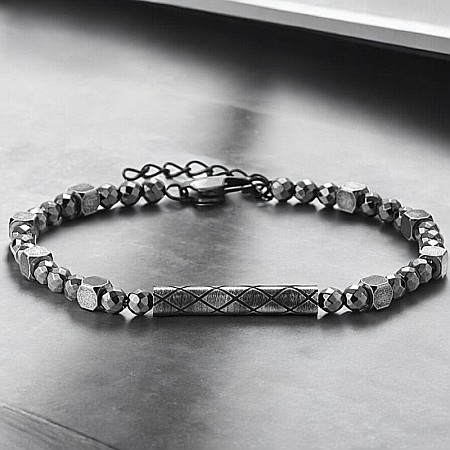 Bratari ajustabile REAMOR pentru barbati in stil retro din otel inoxidabil si hematit [2]