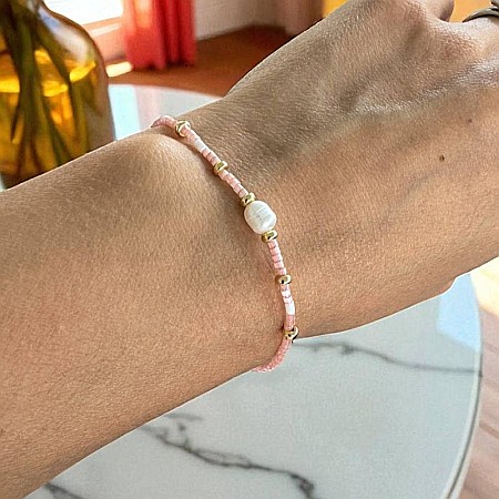 Bratari colorate Amaryllis din margelute miyuki cu accesorii din argint placat cu aur si Perla de cultura [2]