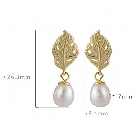 Bucura-te de feminitate si eleganta cu noii cercei din argint 925 cu model frunza si perle [3]