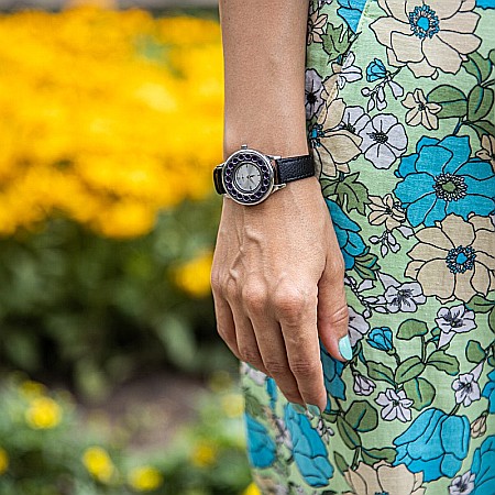 Ceas Aromaterapie ARMO din Otel Inoxidabil, Curea din Piele Ecologica Neagra [2]