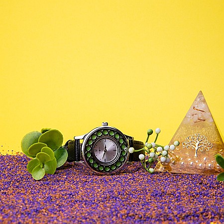 Ceas Aromaterapie ARMO din Otel Inoxidabil, Curea din Piele Ecologica Neagra [1]