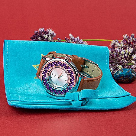 Ceas Aromaterapie “Heart” din Otel Inoxidabil, Curea din Piele Ecologica Maro [1]