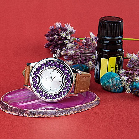 Ceas Aromaterapie “Heart” din Otel Inoxidabil, Curea din Piele Ecologica Maro [8]