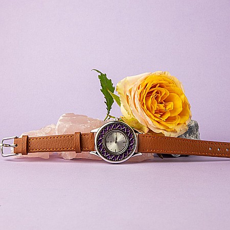 Ceas Aromaterapie “Heart” din Otel Inoxidabil, Curea din Piele Ecologica Maro [3]