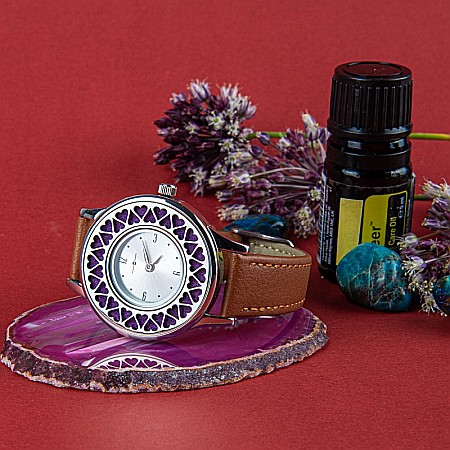 Ceas Aromaterapie “Heart” din Otel Inoxidabil, Curea din Piele Ecologica Maro [5]