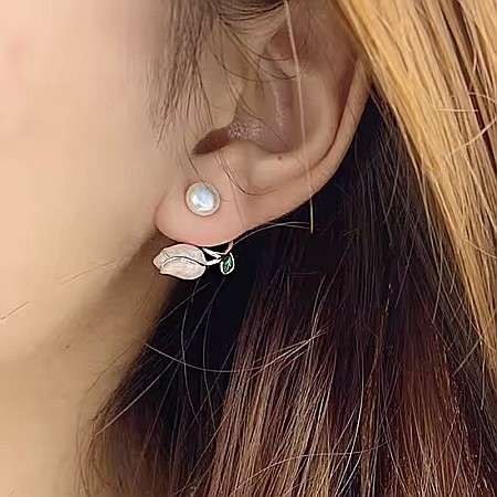 Cercei argint 925 eleganti cu model Lalea si Perla naturala [1]