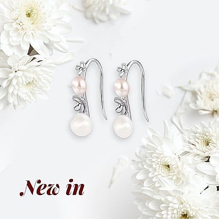 Cercei Lungi - Cercei argint 925 platinum cu perle Greta