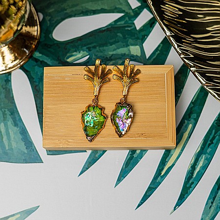 Cercei cristale cuart Dangle placati cu aur, eleganti, Tanisha [8]