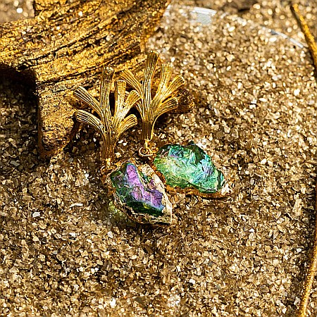 Cercei cristale cuart Dangle placati cu aur, eleganti, Tanisha [6]