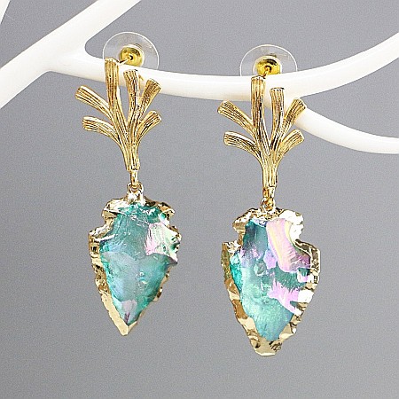 Cercei cristale cuart Dangle placati cu aur, eleganti, Tanisha [1]