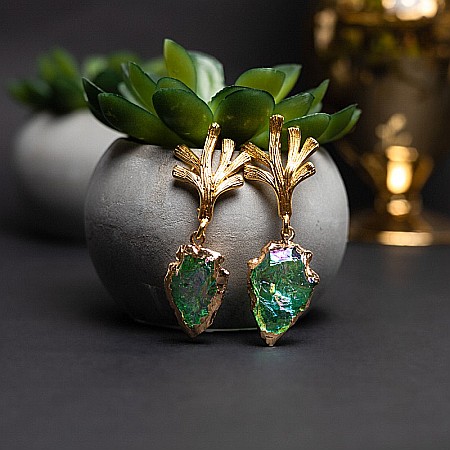 Cercei cristale cuart Dangle placati cu aur, eleganti, Tanisha [4]