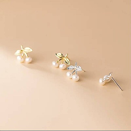 Cercei pe lob - Cercei din argint model cirese ❤️ delicati si feminini