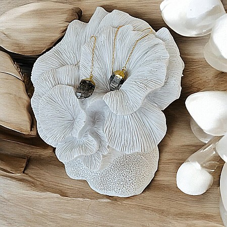 Cercei lungi drop cu cristal brut de Diamant Herkimer placati cu aur [3]