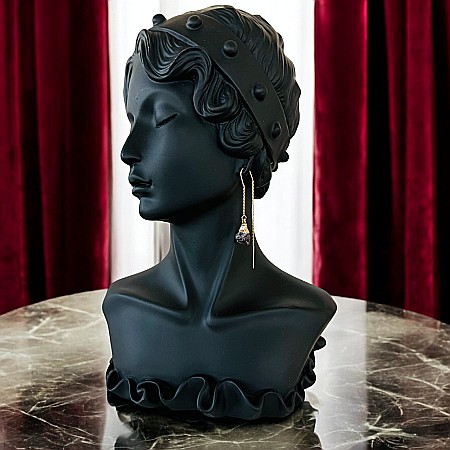 Cercei lungi drop eleganti cu cristal brut de Granat placati cu aur [1]