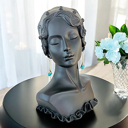 Bijuterii Turcoaz - Cercei lungi drop eleganti cu cristal de Turcoaz placati cu aur