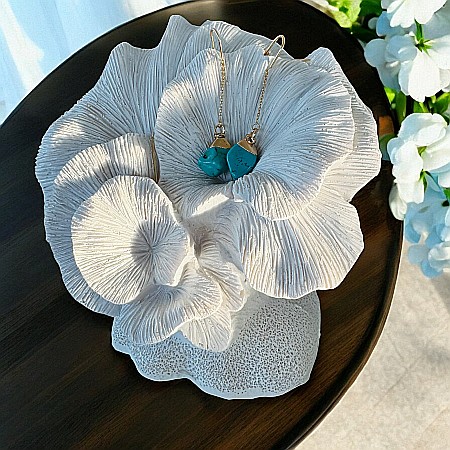 Cercei lungi drop eleganti cu cristal de Turcoaz placati cu aur [7]