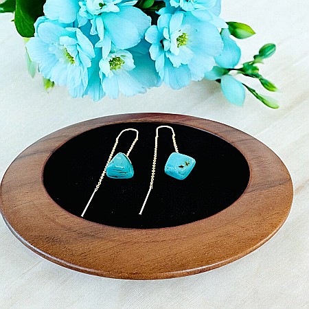 Cercei lungi drop eleganti cu cristal de Turcoaz placati cu aur [3]