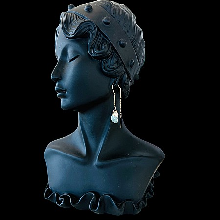 Cercei lungi drop eleganti Elara cu cristal brut de Amazonit placati cu aur [3]