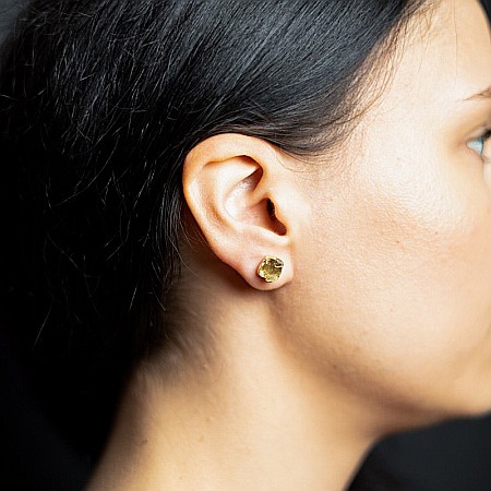 Cercei piatra naturala Cuart Transparent, cercei cu cristal brut, placati cu aur de 18K [5]