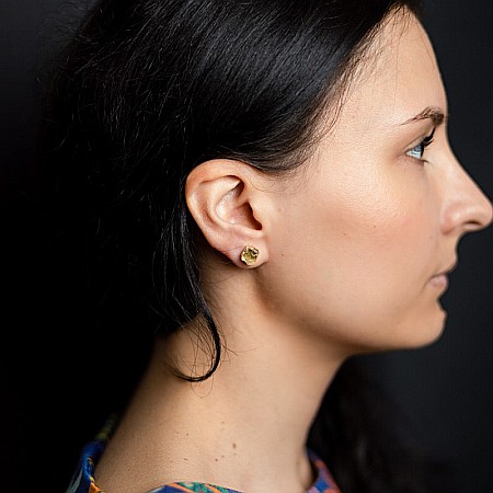 Cercei piatra naturala Cuart Transparent, cercei cu cristal brut, placati cu aur de 18K [2]