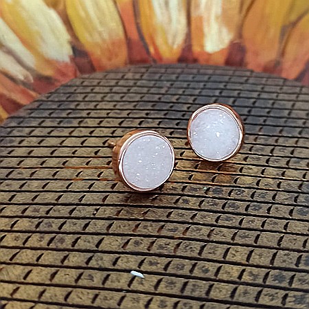 Cercei pe lob - Cercei stud rose gold Hanita din cristale druzy ❤️