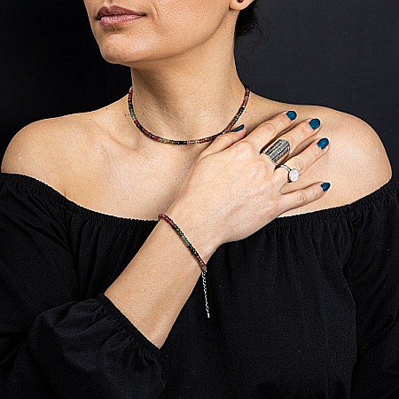 Choker Felicity din turmalina multicolora rondele A++, inchidere din Argint 925 [12]