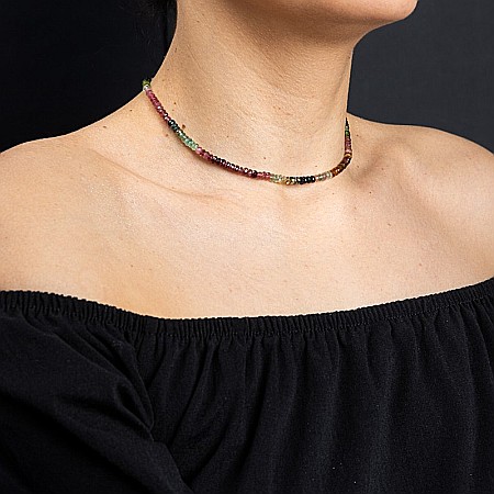 Choker Felicity din turmalina multicolora rondele A++, inchidere din Argint 925 [1]