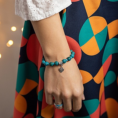 Clarissa, bratara handmade femei din pietre semipretioase Pheonix Stone cu charm inimioara Made with Love [8]