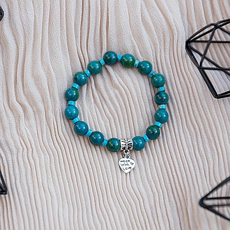 Clarissa, bratara handmade femei din pietre semipretioase Pheonix Stone cu charm inimioara Made with Love [5]