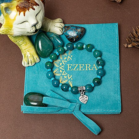 Clarissa, bratara handmade femei din pietre semipretioase Pheonix Stone cu charm inimioara Made with Love [6]