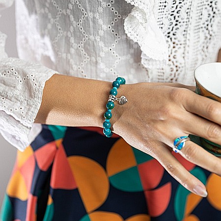 Clarissa, bratara handmade femei din pietre semipretioase Pheonix Stone cu charm inimioara Made with Love [7]