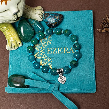 Clarissa, bratara handmade femei din pietre semipretioase Pheonix Stone cu charm inimioara Made with Love [9]